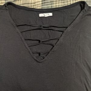 Black cutout long sleeve shirt